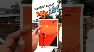 beautiful sunset 😆 painting, with poster colours,&hearts;️, easy painting, #drawing #sunset #shorts #art
