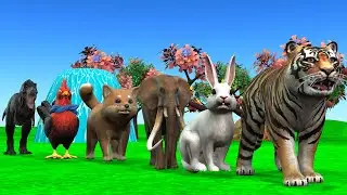 Paint & Animals Dog, Pig, Rabit Buffalo, Lion Fountain Crossing Transformation Animal Cartoon -P1