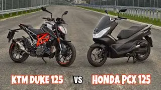 KTM DUKE 125 vs HONDA PCX 125, Wheelie & Drift