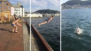Guy Pulls Off Impressive Dive From Skateboard