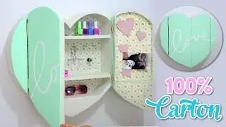 MANUALIDADES PARA EL CUARTO DE LAS NIÑAS DIY ORGANIZADOR  DE CARTON EN FORMA DE CORAZON