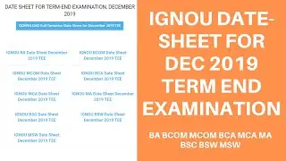 (PROGRAMME WISE) IGNOU FINAL DATE SHEET FOR DECEMBER 2019 TEE