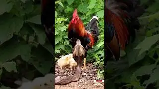 Parent Hen Brave Mom's Epic Rescue Mission🐔🐍🐣#WildlifeBattle#AnimalBehavior#NatureVideos#Shorts