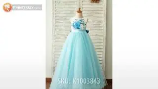 Blue Tulle Satin Wedding Flower Girl Dresses | Princessly Dresses