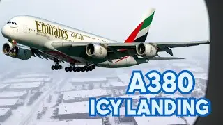 Emirates A380 Winter Landing at Toronto Pearson International Airport #aviation #a380 #emirates