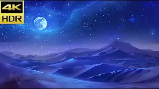 🌌 Starry Night Desert with Full Moon | 4K HDR