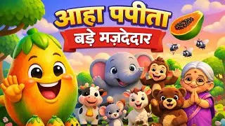 “आहा पपीता बड़े मज़ेदार” 🍊Aaha Papita Bade Mazedaar | Hindi Rhymes for Kids by RhymeeRoo Kids