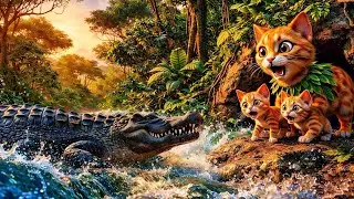 Mother Cat Saves Her Kittens From a Crocodile | Real Animal Survival Story
