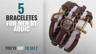 Top 10 Addic Braceletes For Men [2018]: Addic Infinity Anchor Retro Multi-Style Black Leather Macho