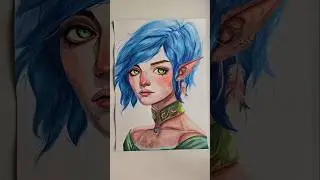 этот взгляд 😍🫠 #art #artist #акварель #картина #watercolor #эльф #elf