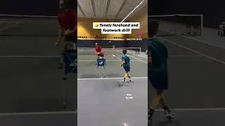 🎾 Tennis forehand footwork drill - Max 9 year old junior player practice training exercise