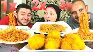 تحدى على نودلز 3x و2xو1x بالقرعه ياترى مين هياخد اقوى وواحد فيهم النتيجه صدمتنا بجد