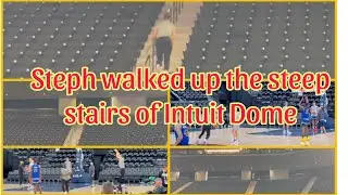Stephen Curry walked up the steep stairs of Intuit Dome after shooting around this morning.