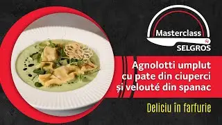 Agnolotti Umplut cu Pate de Ciuperci si Veloute din Spanac