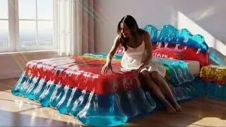 Lady Jelly Eating Bed ASMR #asmr #jellybed #aiasmr