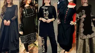 Beautiful Black Dresses Design For Girls//Black Kurti Neck Design Ideas//Black Dress Neck & Sleeves