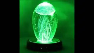 Ebros Art Glass Glow in The Dark Translucent Jellyfish & LED Base (Dark Blue)