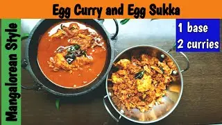 Mangalorean Style Egg Sukka and Egg Curry/ 1 base 2 curries/ Egg sukka recipe/egg curry recipe