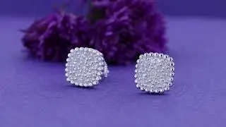 Diamond Cushion Shaped Beaded Style Cluster Pushback Stud Earrings For Women | K10052