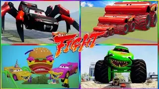 ULTIMATE CAR BATTLE! 🏎️ Giant Centipede McQueen vs Mega Titan Trucks