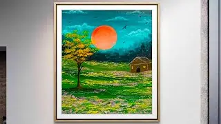 Painting a beautiful Scenary / How to paint a flower garden / Acrylic Painting 