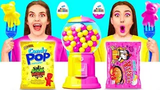 Yellow vs Pink Food Challenge | Eating Only One Color Food For 24 Hours Challenge by BaRaDa