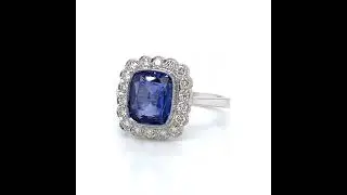 2.82ct Cushion Cut Sapphire and Diamond Ring