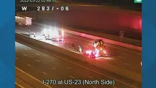 Man hospitalized after crash involving semi on I-270 in north Columbus