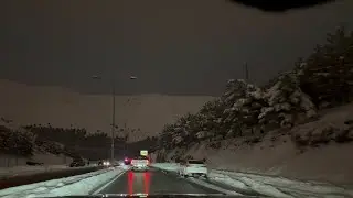 30-Minute Night Drive from Wet City Streets to Snowy Mountains | No Music – Kurdistan, Iraq
