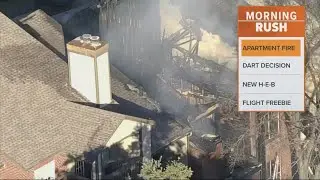 Officials investigate what may have sparked a fire in a North Dallas apartment complex