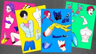 [👑Paper diy👑] HUNTRIX x SAJA BOYS Transform into SPRUNKI - KPOP Demon Hunters | Sticker Book ASMR