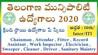 Tspsc 10th/Inter qualification Muncipal jobs 2020 | tspsc Muncipal Notification | Ts Muncipal jobs