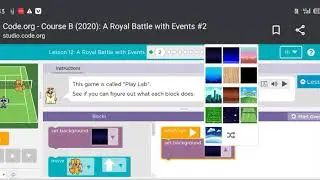 Code.org Course B lesson 12 Royal Battle with Events