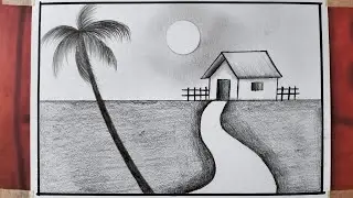 Very Beautiful & Simple Scenery drawing for beginners - Step by step Drawing video 