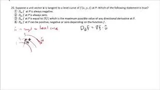 multiple choice question on directional derivative and gradient