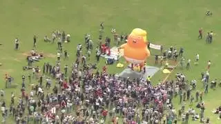 Trump baby blimp flies in Scotland as demonstrators protest his visit