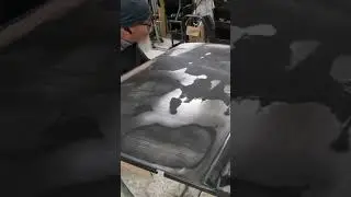 Sanding body filler on the 41 Chevy door, music by Comin Up Muddy