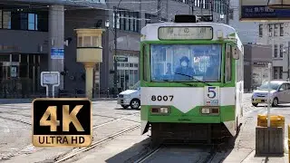 【4K 60fps Train view】Local Tram in Hakodate, Hokkaido 函館路面電車後面展望！