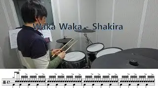 Waka waka - Shakira con partitura de batería (drum)