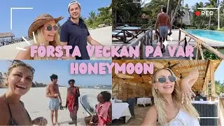 Honeymoon p&aring; Zanzibar: apa i minibaren och tjejer som d&ouml;pt Spotify lista efter Jonas😅