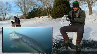 BIGGUN on the UNDERWATER Camera!! Central Illinois Ice Fishing