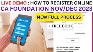 Live Demo :- How To Online Register CA Foundation Nov/ Dec 2023 |How to Become CA Step By step guide