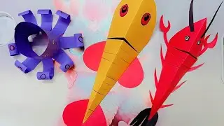 # 🥳 fun craft #sea animals craft 🐟🦞🐬# water animals craft🦑🐟🦂. # multi tasking art by PS is live🤗🤗
