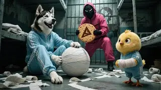 Yellow Chicken and dog playing Dalgona Candy Game #animals  #cute#dalgona#animation