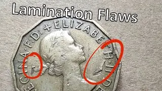 1956 Brass Threepence with Lamination Errors