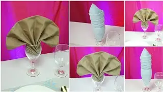 2 GREAT FOLD TABLE NAPKIN FOLDING WITH THE GLASS