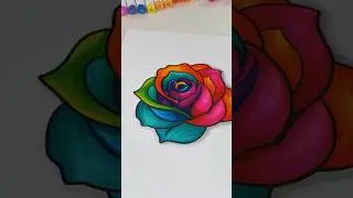 Rainbow Rose Coloring with Ohuhu Markers 🌈🌹 | Satisfying Art Short
