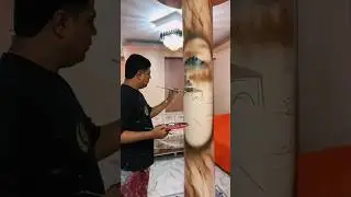 Pillar paint design amazing colour combination #youtubeshorts
