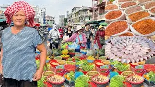 Inside CAMBODIAN MARKET! Fresh Vegetables, Fruit, Fish, Meat, Street Food & More @Doeurm Kor Market