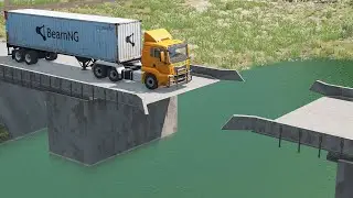 Cars vs Incomplete Bridge &ndash; BeamNG.Drive